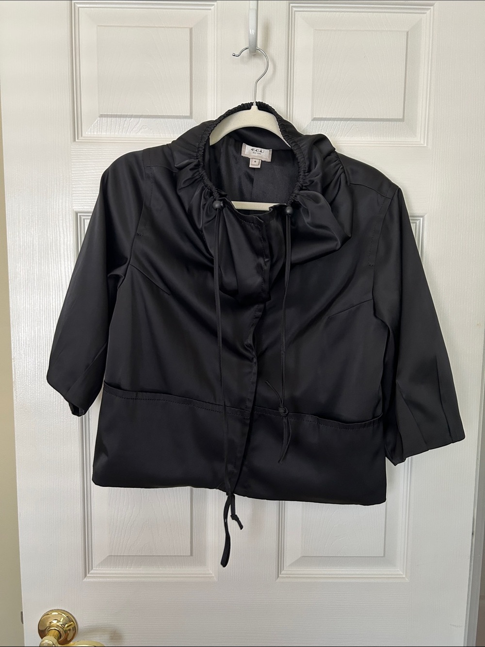 ECI Black Cinch-Neck Short Jacket Sz 6